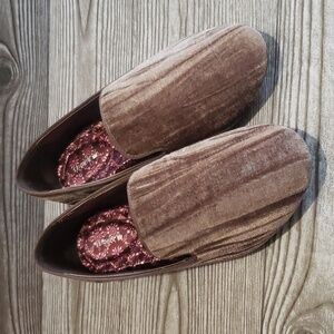 Birdies 9 The Starling Moonstone Crushed velvet flat loafers